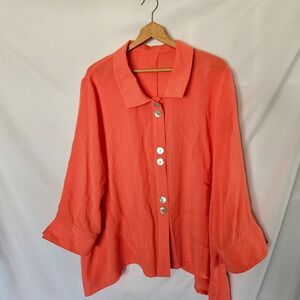 Fridaze 100% Linen Asymmetrical Swing Tunic Top sz 2x